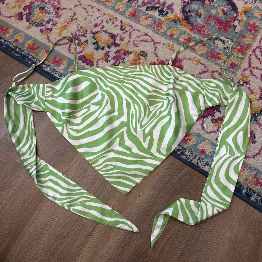 Princess Polly Lime and White Zebra Print Top